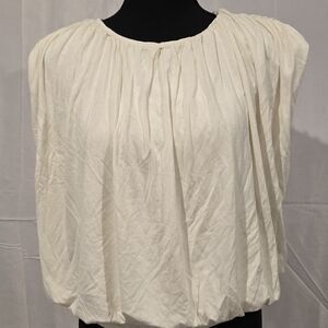 Banana Republic Cream Gathered-Neck Blouse